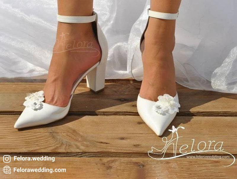  کفش عروس تزیین مروارید و نگین | کد 0613 