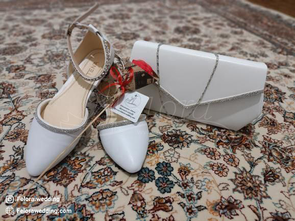 کیف و کفش عروس ساده سفید