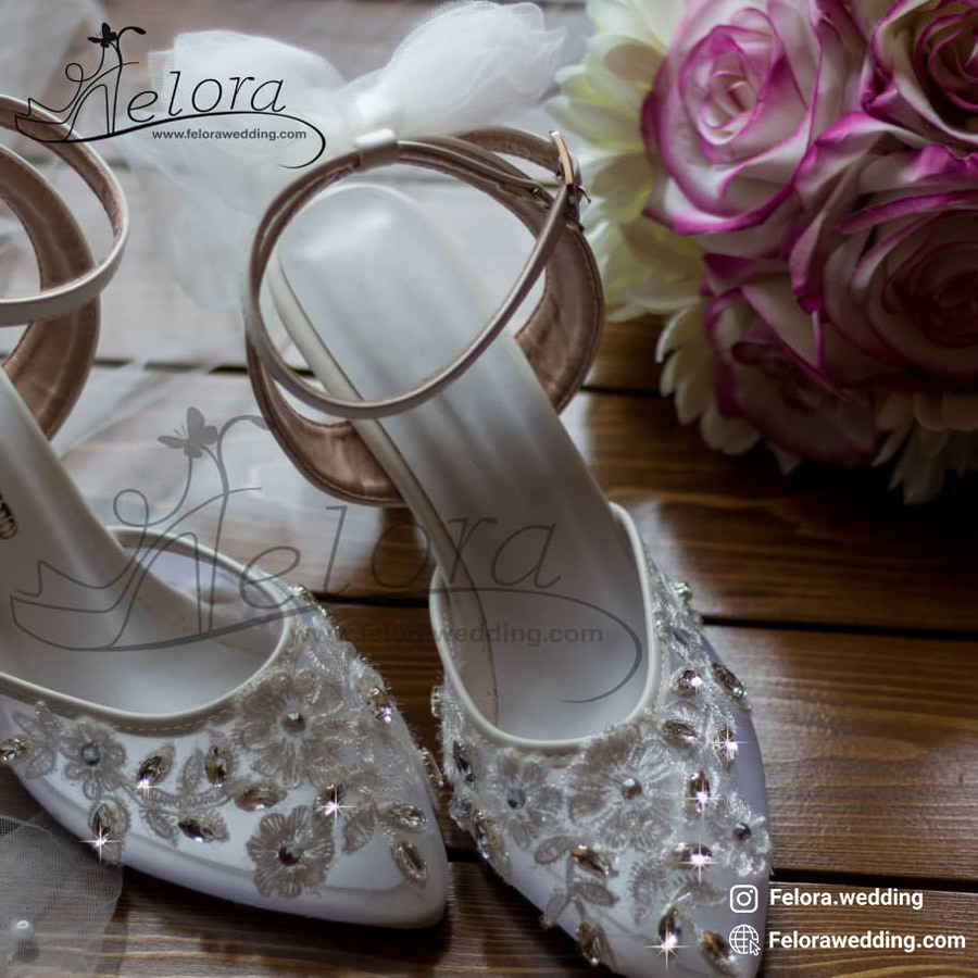  کفش توری عروس مدل گیپور دوزی زونیکس | کد 0821 
