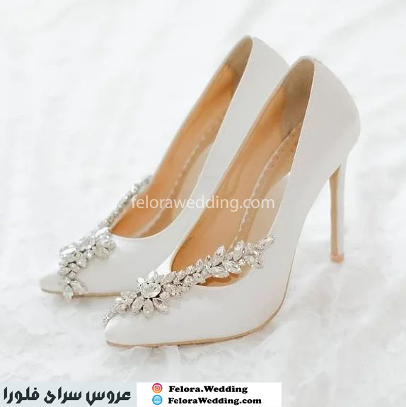  کفش سفید عروس پاشنه بلند | کد 0509 
