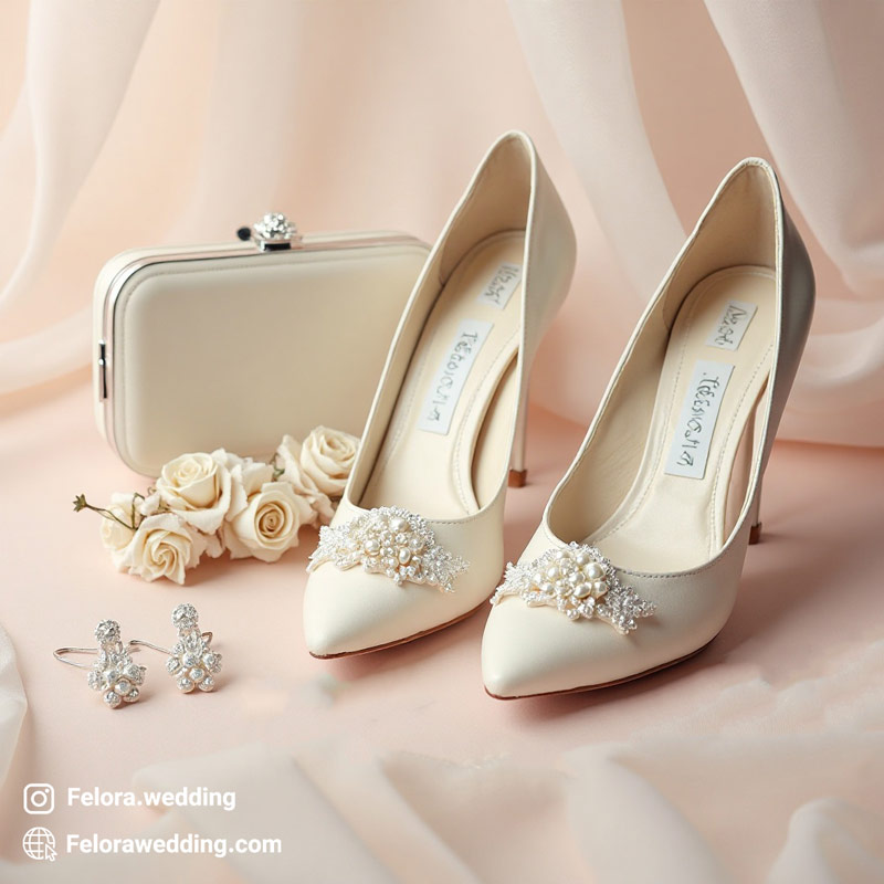 کفش عروس و کیف عروس ست و گوشواره