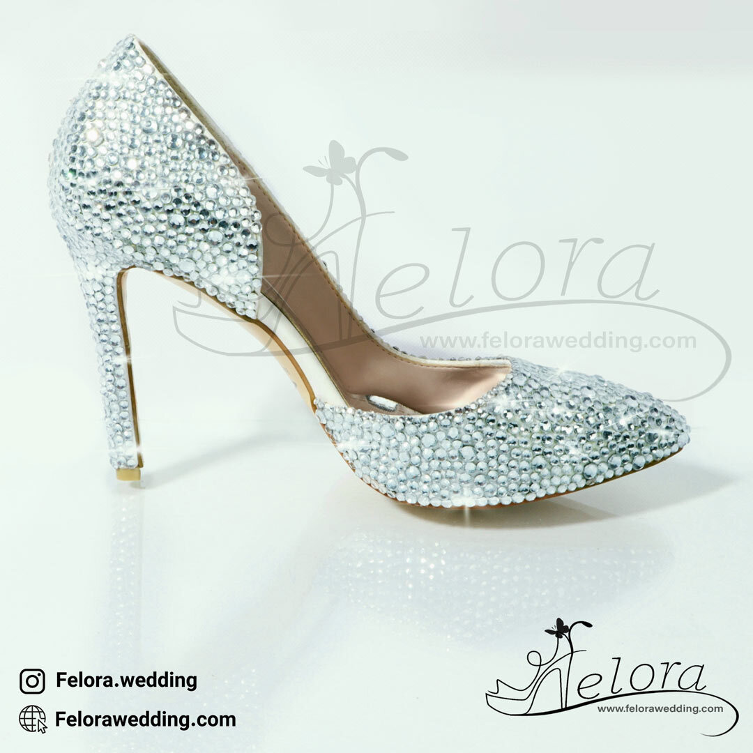  کفش پاشنه بلند عروس مدل سیندرلا | کد 1000 