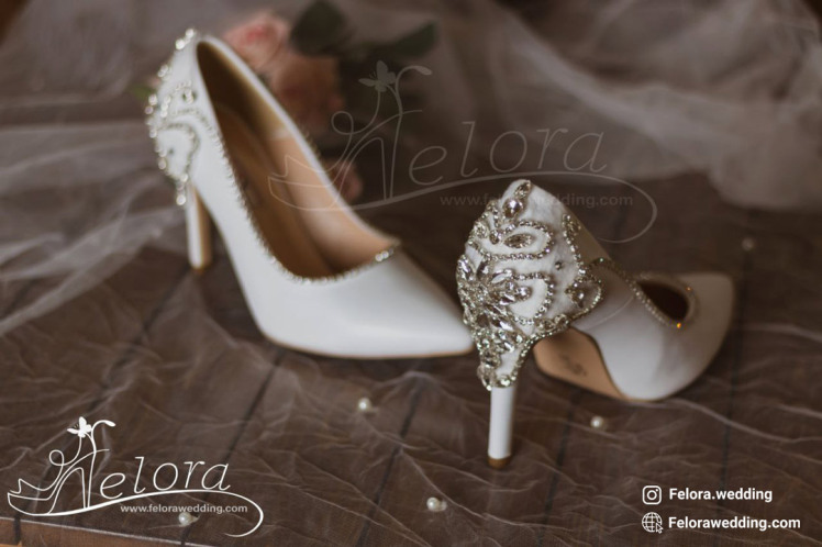 کفش سفید عروس مدل استیلتو | کد 0511