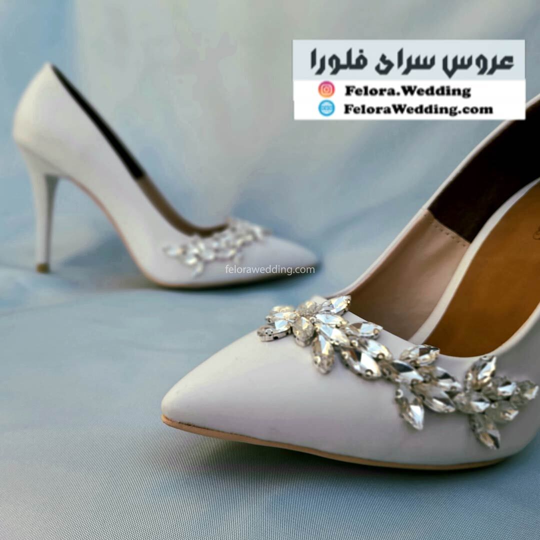  کفش عروس مجلسی پاشنه بلند سنگکاری درخشان | کد 0504 