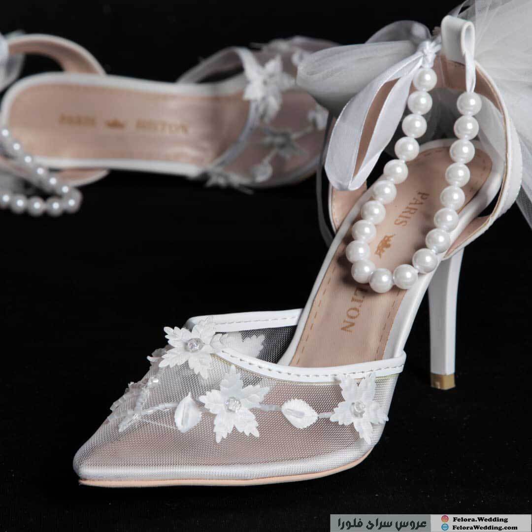  کفش توری عروس مدل ملیله دوزی | کد 0801 