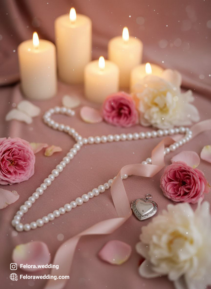  تصویر هنگر تمام مروراریدی به همراه گل و شمع 