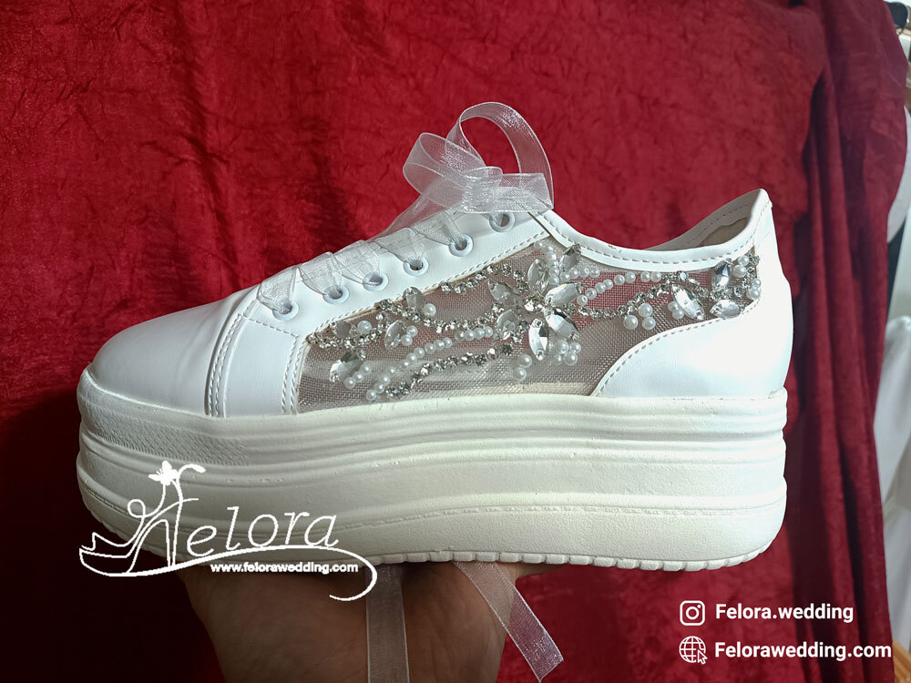  کتونی لژدار توری سنگ دوزی شده مدل خورشید | کد 0901 